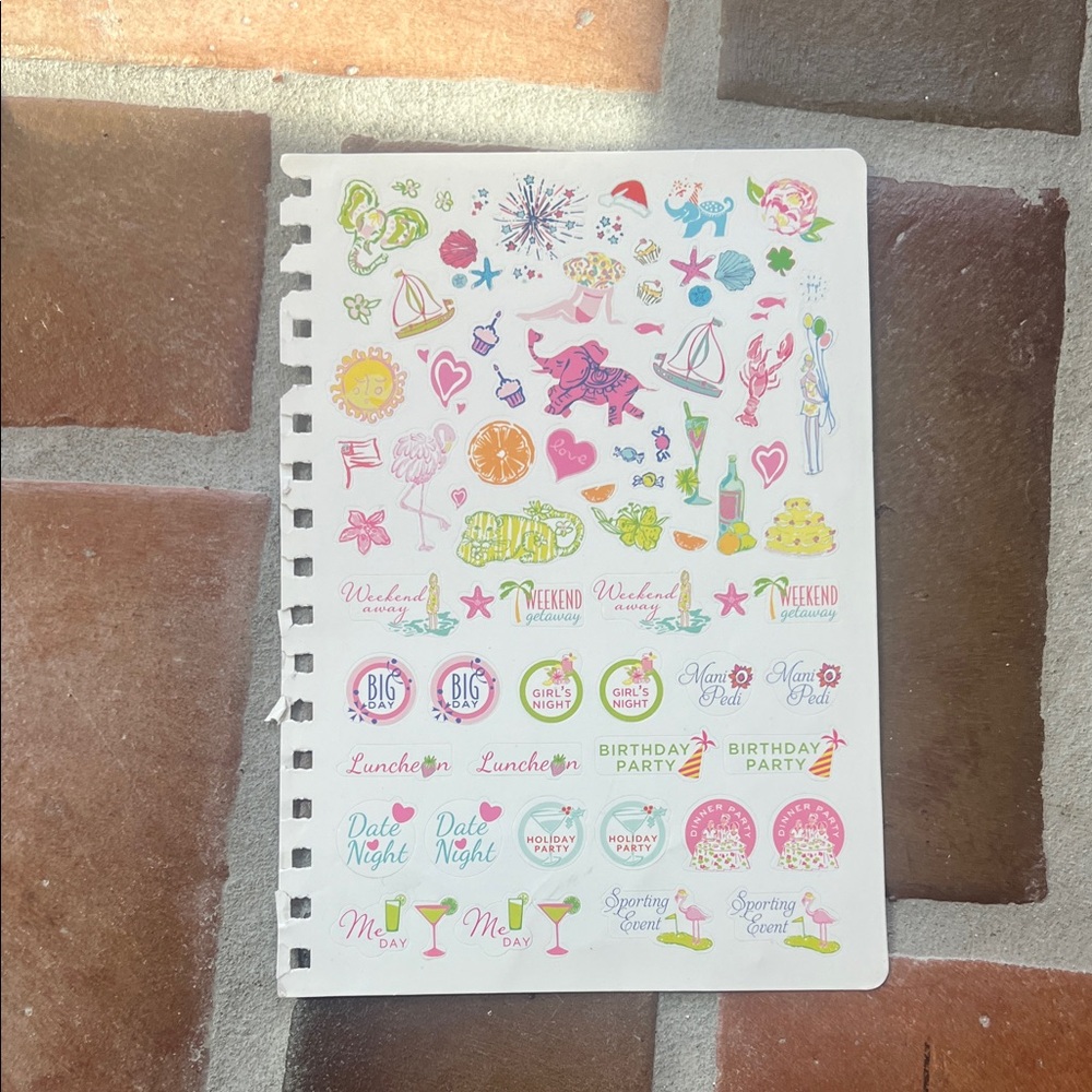 Lilly Pulitzer Colorful Planner Sticker Sheet - Beach & Party Icons